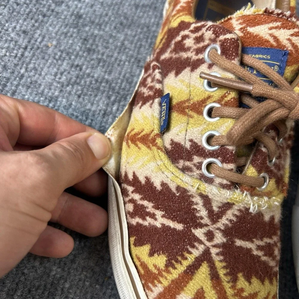 Vans Era Pendleton Shoes Mens Size 10.5 Brown Wool Geometric Pattern Sneakers